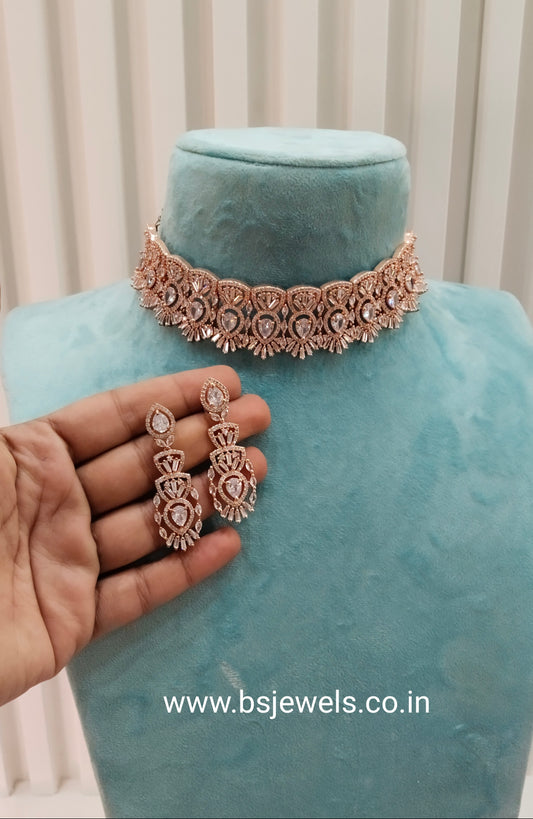 White Rose CZ Choker Jewellery Oceanside Set