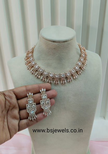 White Rose CZ Necklace Jewellery Ten Modi Set