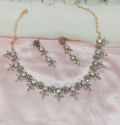 White Rose CZ Necklace Jewellery Ten Modi Set