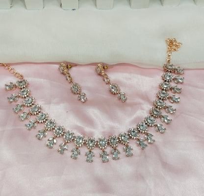 White Rose CZ Necklace Jewellery Ten Modi Set