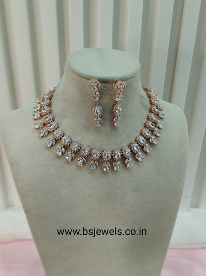 White Rose CZ Necklace Jewellery Ten Modi Set