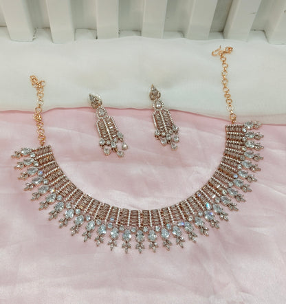 White Rose CZ Necklace Jewellery Ten Modi Set