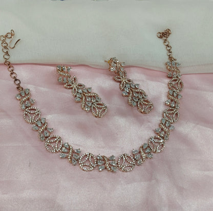 White Rose CZ Necklace Jewellery Ten Modi Set