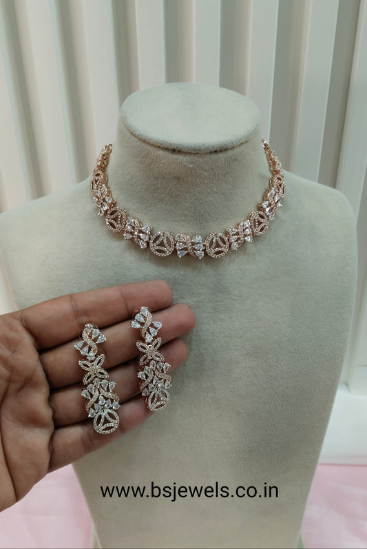 White Rose CZ Necklace Jewellery Ten Modi Set