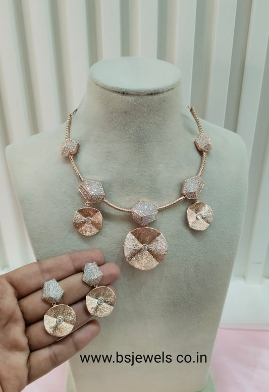 White Rose CZ Necklace Jewellery Ten Modi Set