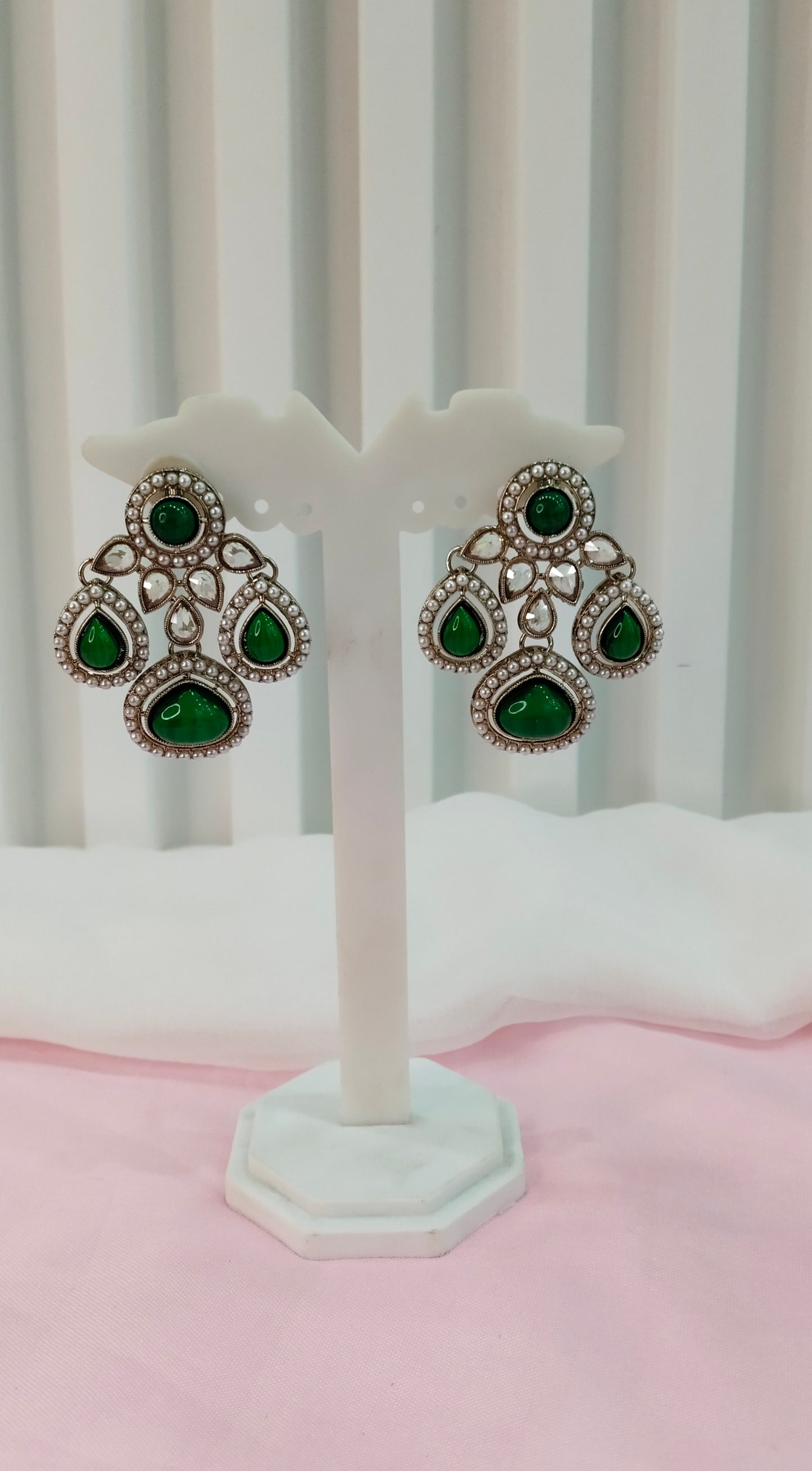 Green Antique Gold Bollywood Earrings Global Set