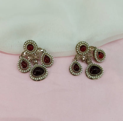Maroon Antique Gold Bollywood Earrings Global Set