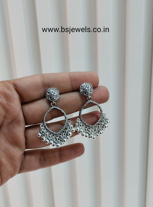 Antique Silver Oxidized Metal Professor Earrings Set