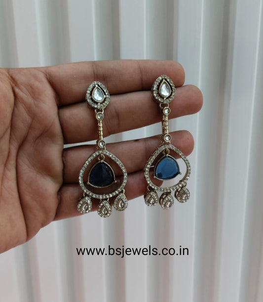 Blue Antique Gold Omna Earrings Set