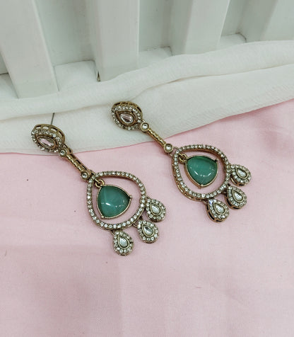 Sage Green Antique Gold Omna Earrings Set