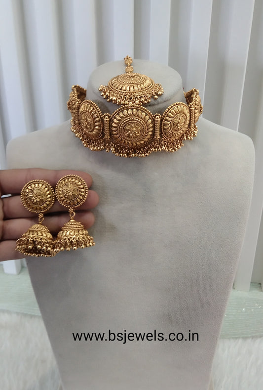 Gold Polki Choker Jewellery Jannvi Set
