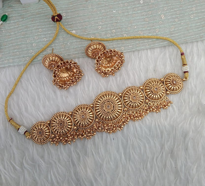 Gold Polki Choker Jewellery Jannvi Set