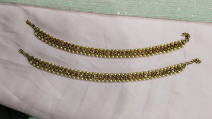 Antique Gold Anklets Jhanjar Payal Jewellery Prince Set