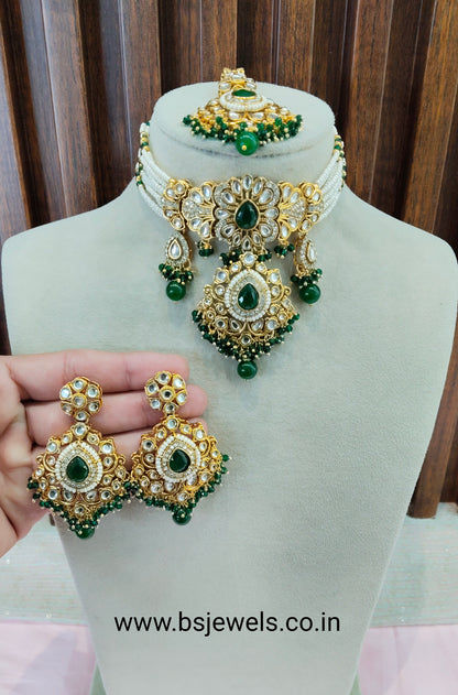 Green Kundan Choker Jewellery Vanca Set