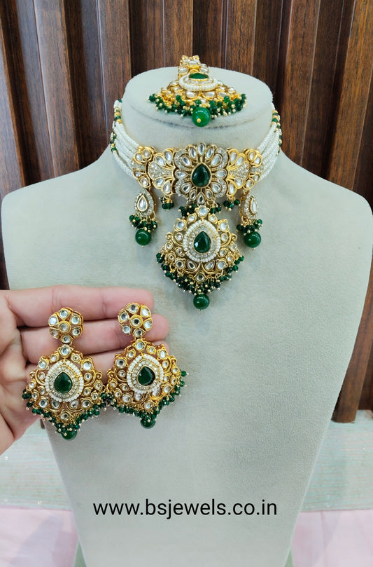 Green Kundan Choker Jewellery Vanca Set