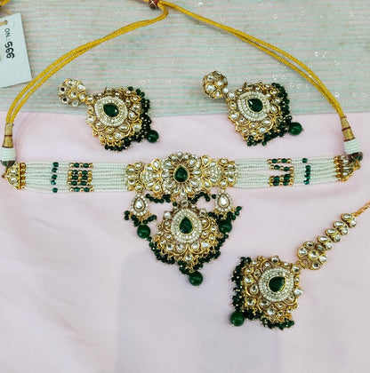 Green Kundan Choker Jewellery Vanca Set