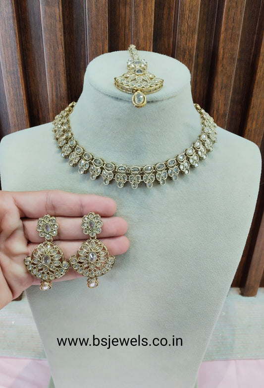 Antique White Necklace Jewellery Gaish Set