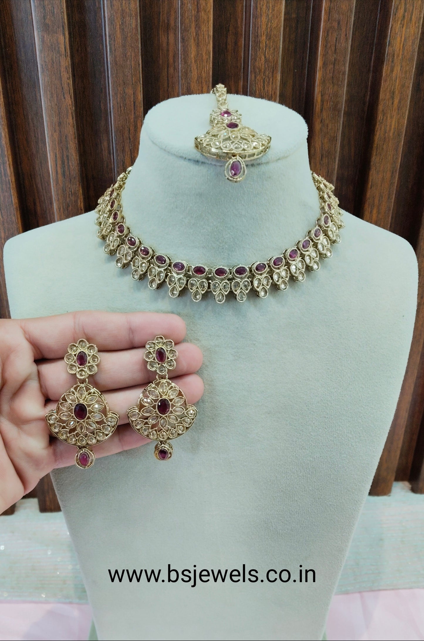 Ruby Antique Gold Necklace Jewellery Gaish Set