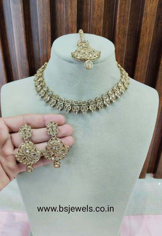 Antique Gold Necklace Jewellery Gaish Set