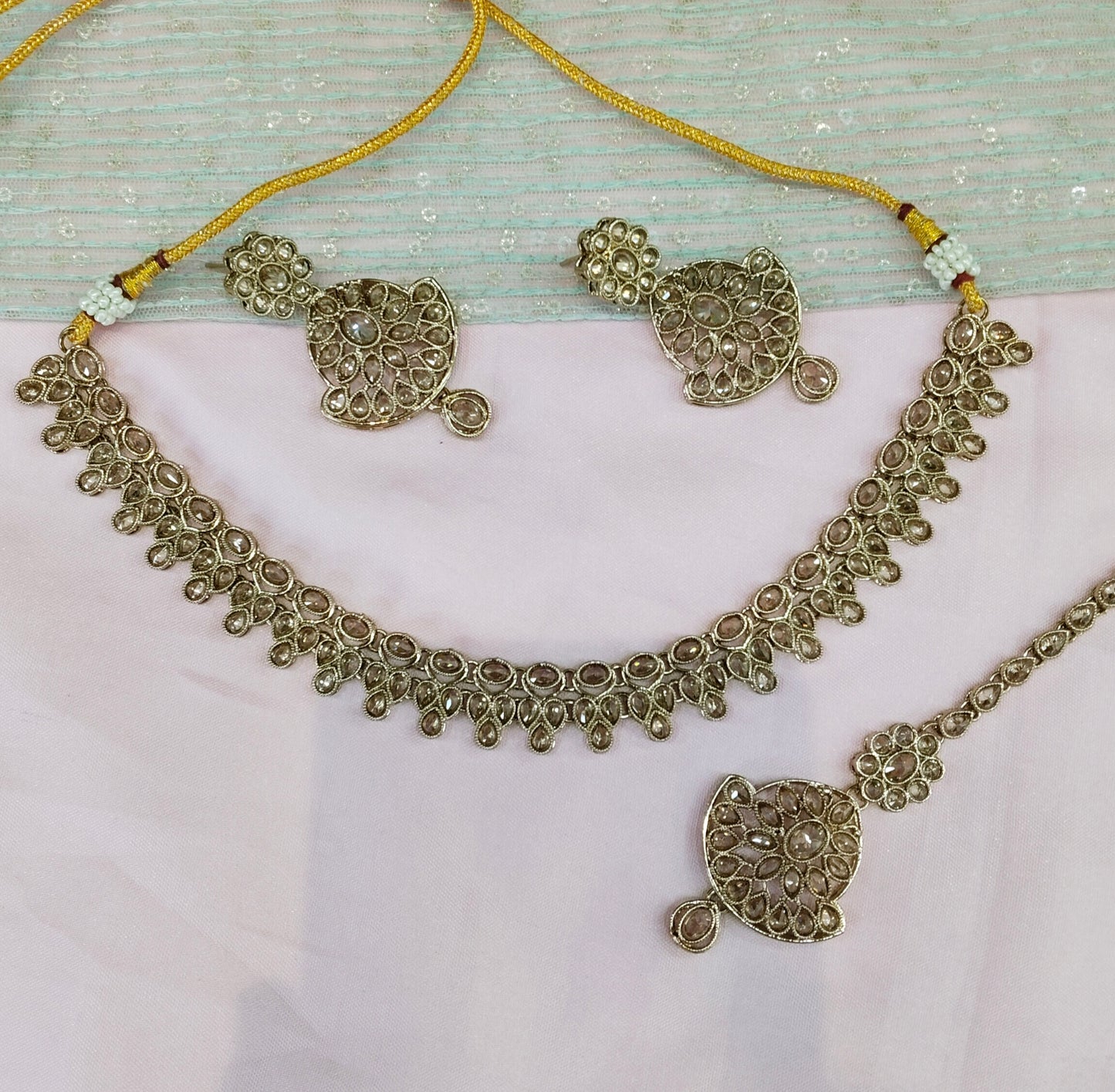 Antique Gold Necklace Jewellery Gaish Set