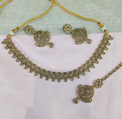 Antique Gold Necklace Jewellery Gaish Set