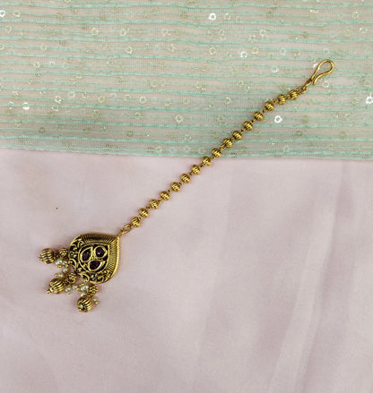 Gold polki Tikka Jewellery  Headpiece Gurpiar Set
