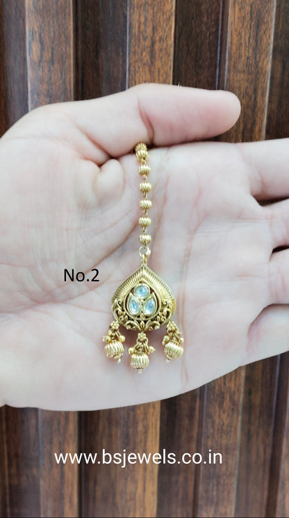 Gold polki Tikka Jewellery  Headpiece Gurpiar Set