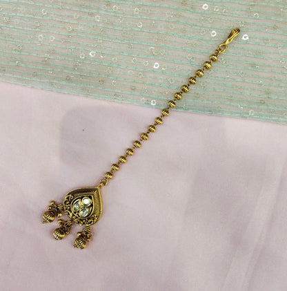 Gold polki Tikka Jewellery  Headpiece Gurpiar Set