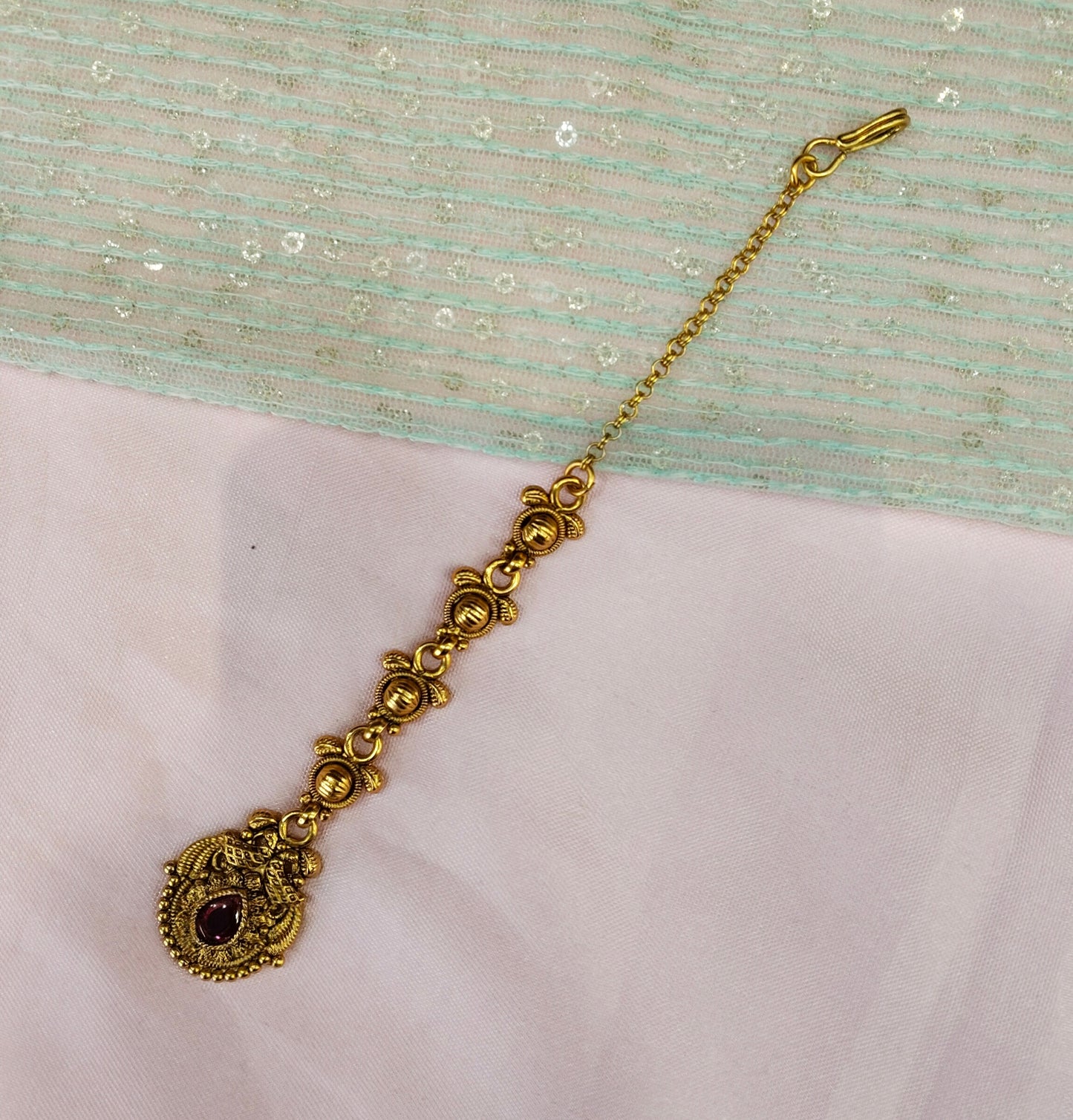 Gold polki Tikka Jewellery  Headpiece Gurpiar Set
