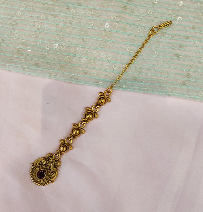 Gold polki Tikka Jewellery  Headpiece Gurpiar Set