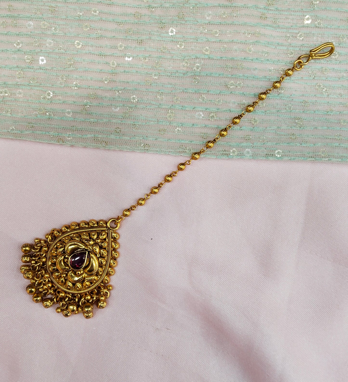 Gold polki Tikka Jewellery  Headpiece Gurpiar Set
