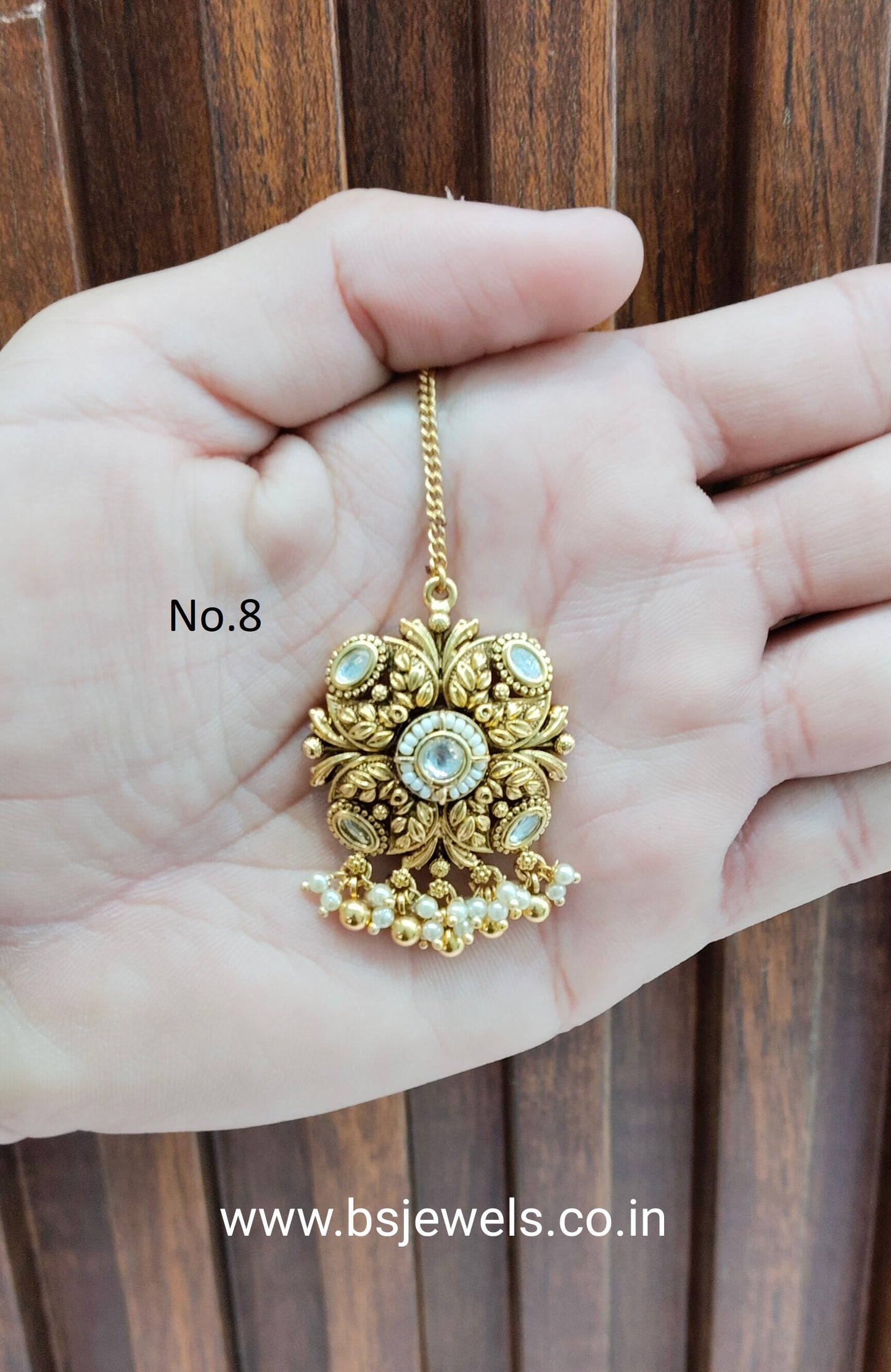 Gold polki Tikka Jewellery  Headpiece Gurpiar Set
