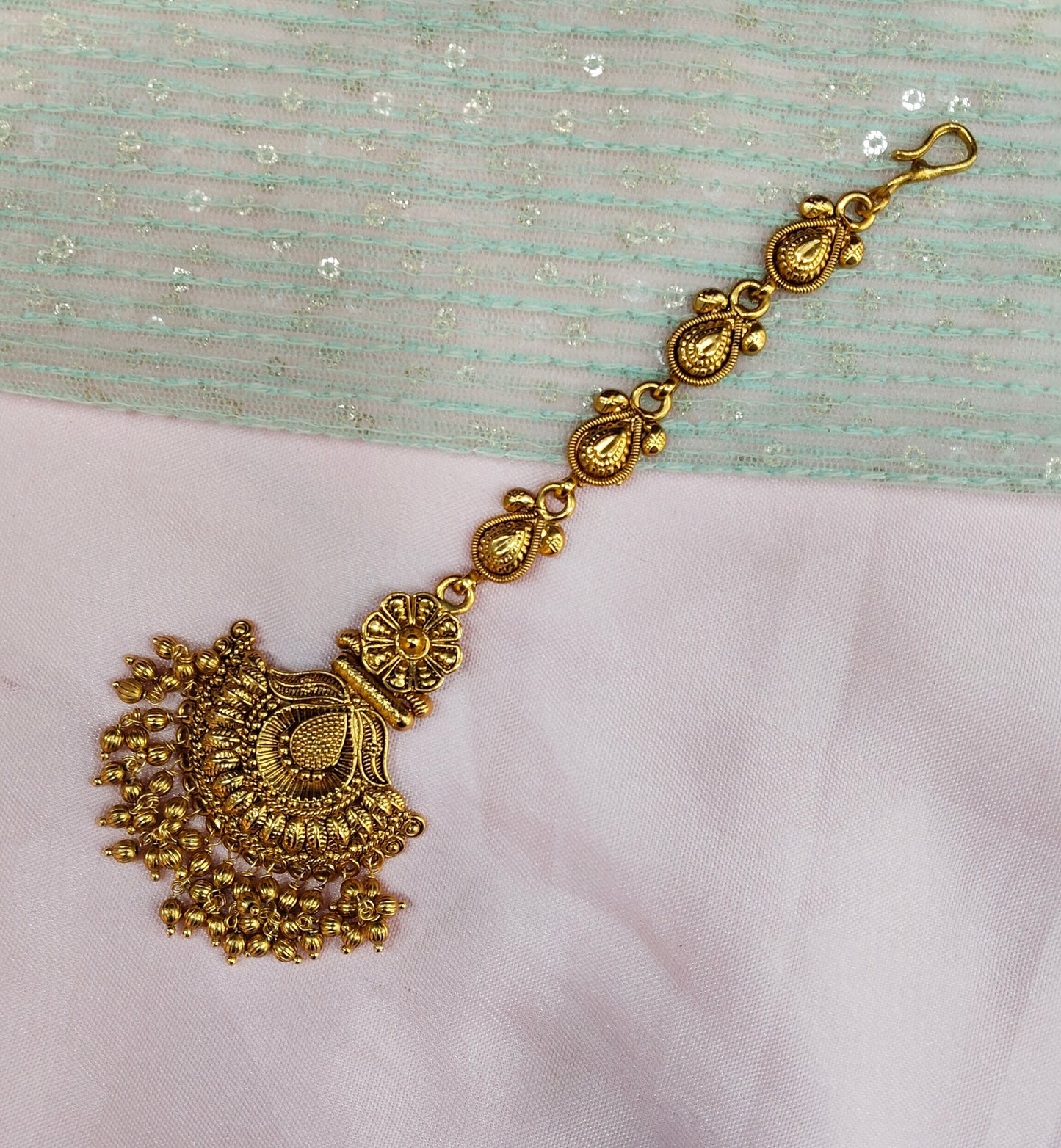 Gold polki Tikka Jewellery  Headpiece Gurpiar Set