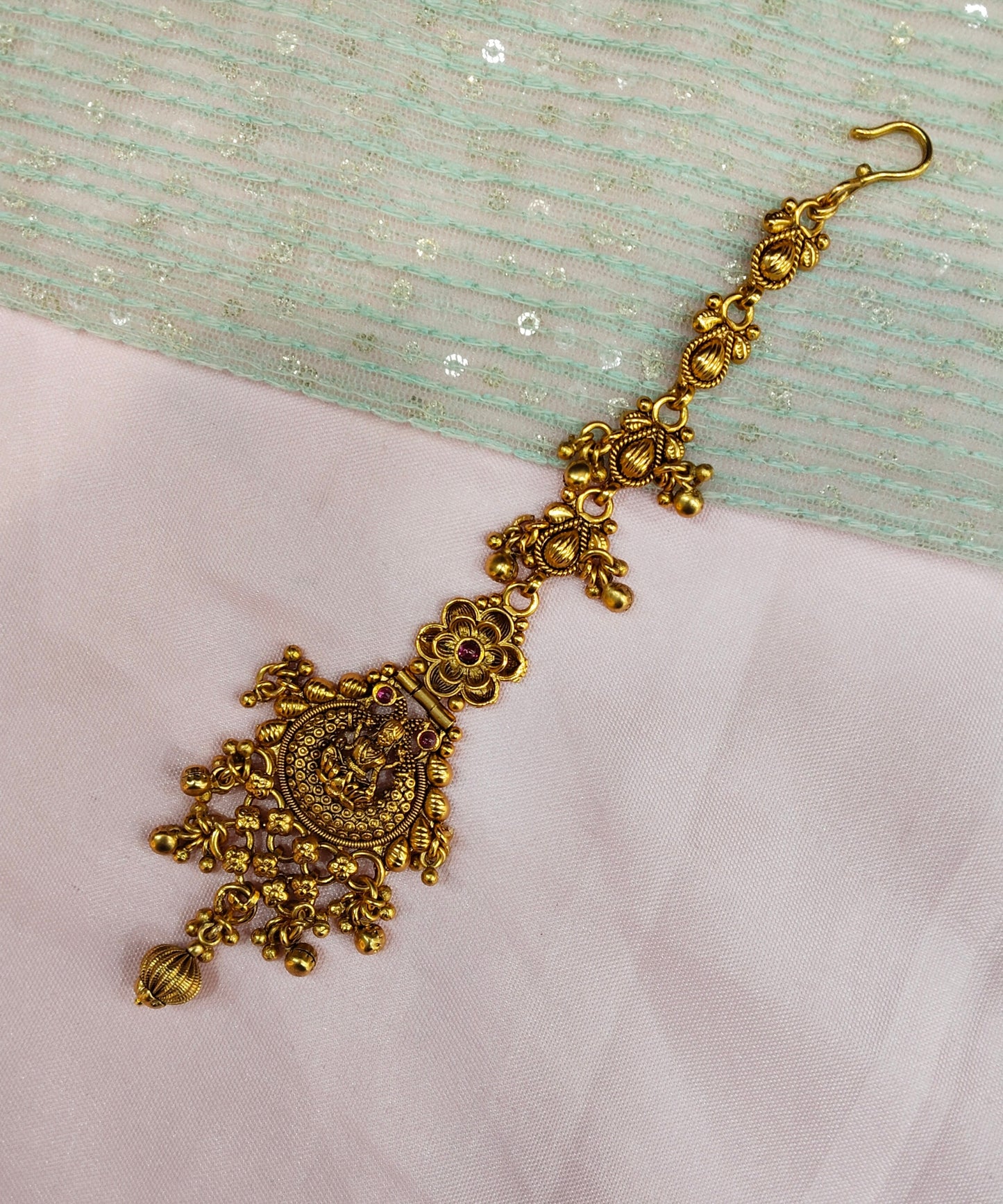 Gold polki Tikka Jewellery  Headpiece Gurpiar Set