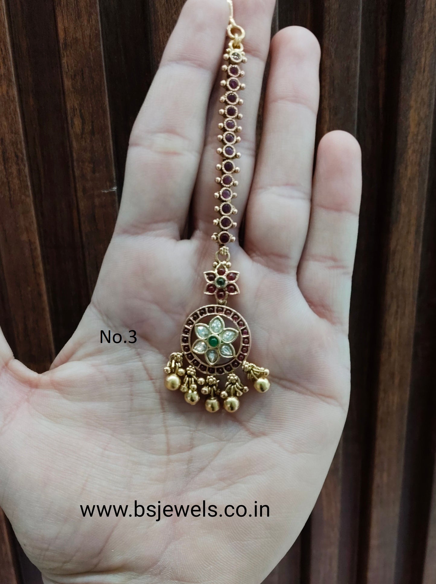 Gold polki Tikka Jewellery  Headpiece Gurpiar Set