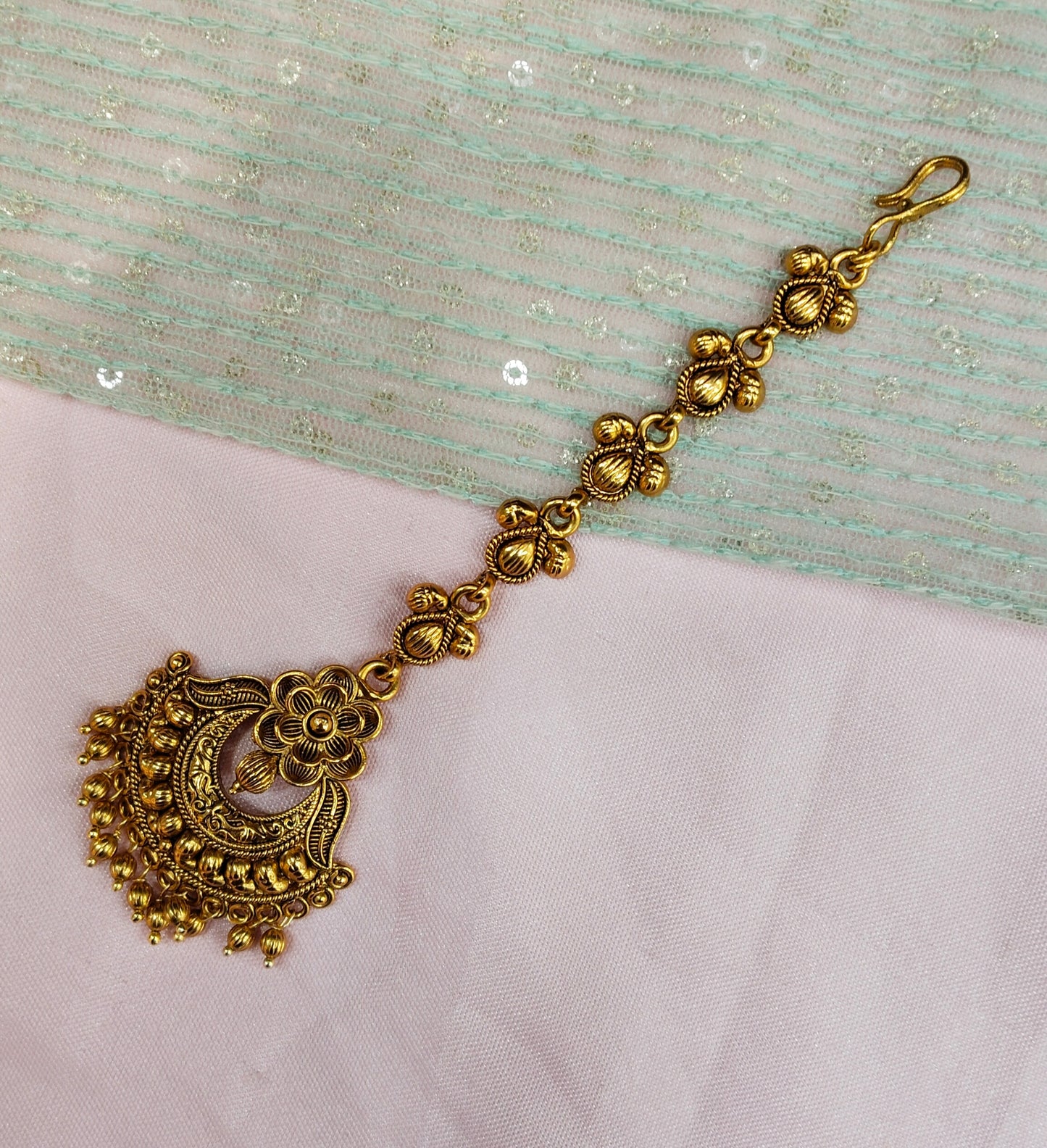 Gold polki Tikka Jewellery  Headpiece Gurpiar Set