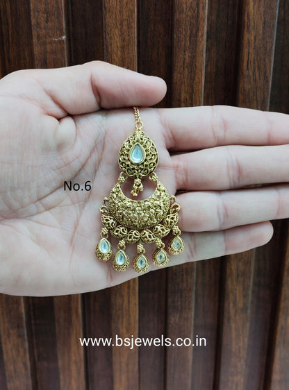 Gold polki Tikka Jewellery  Headpiece Gurpiar Set