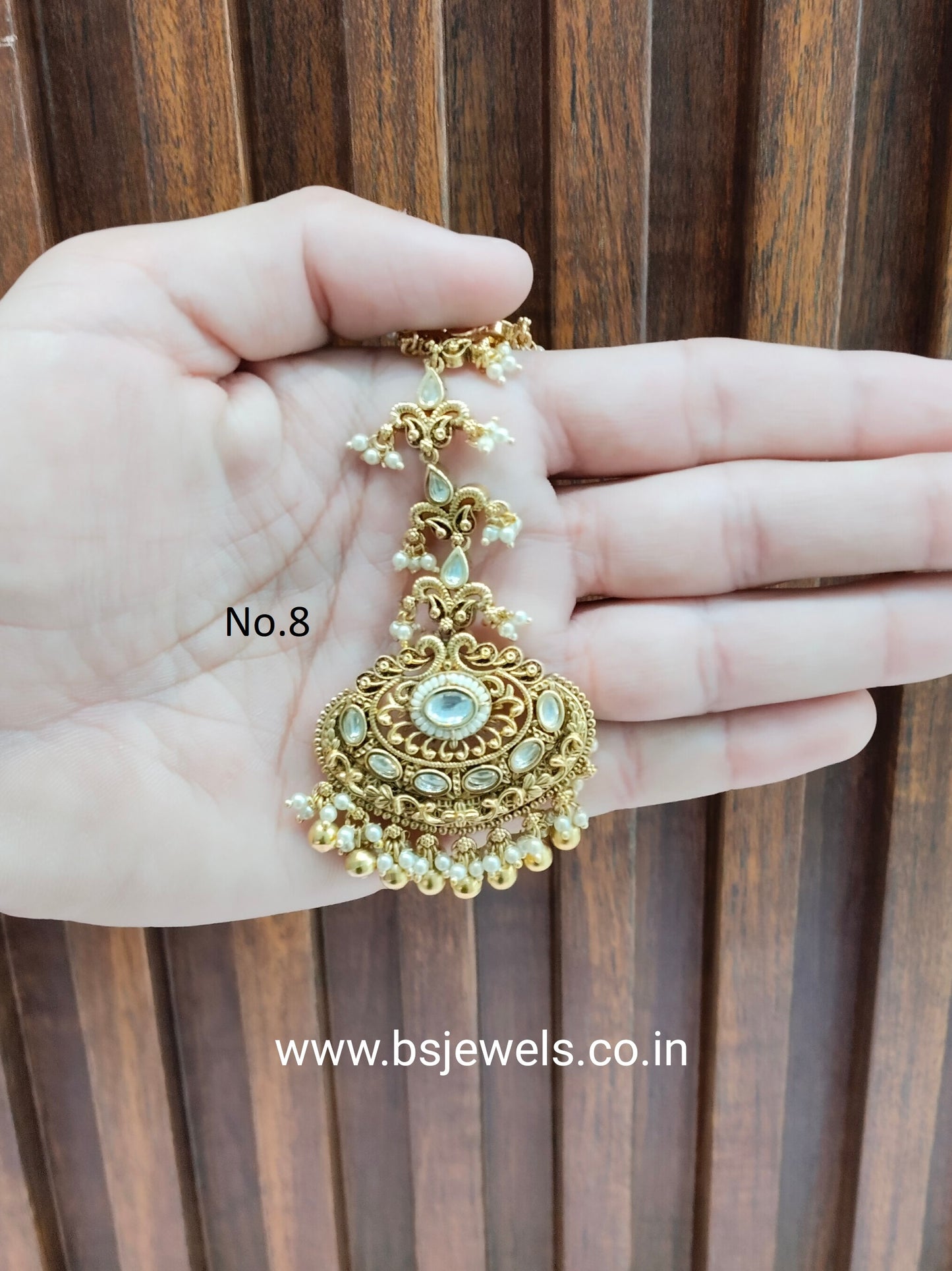 Gold polki Tikka Jewellery  Headpiece Gurpiar Set