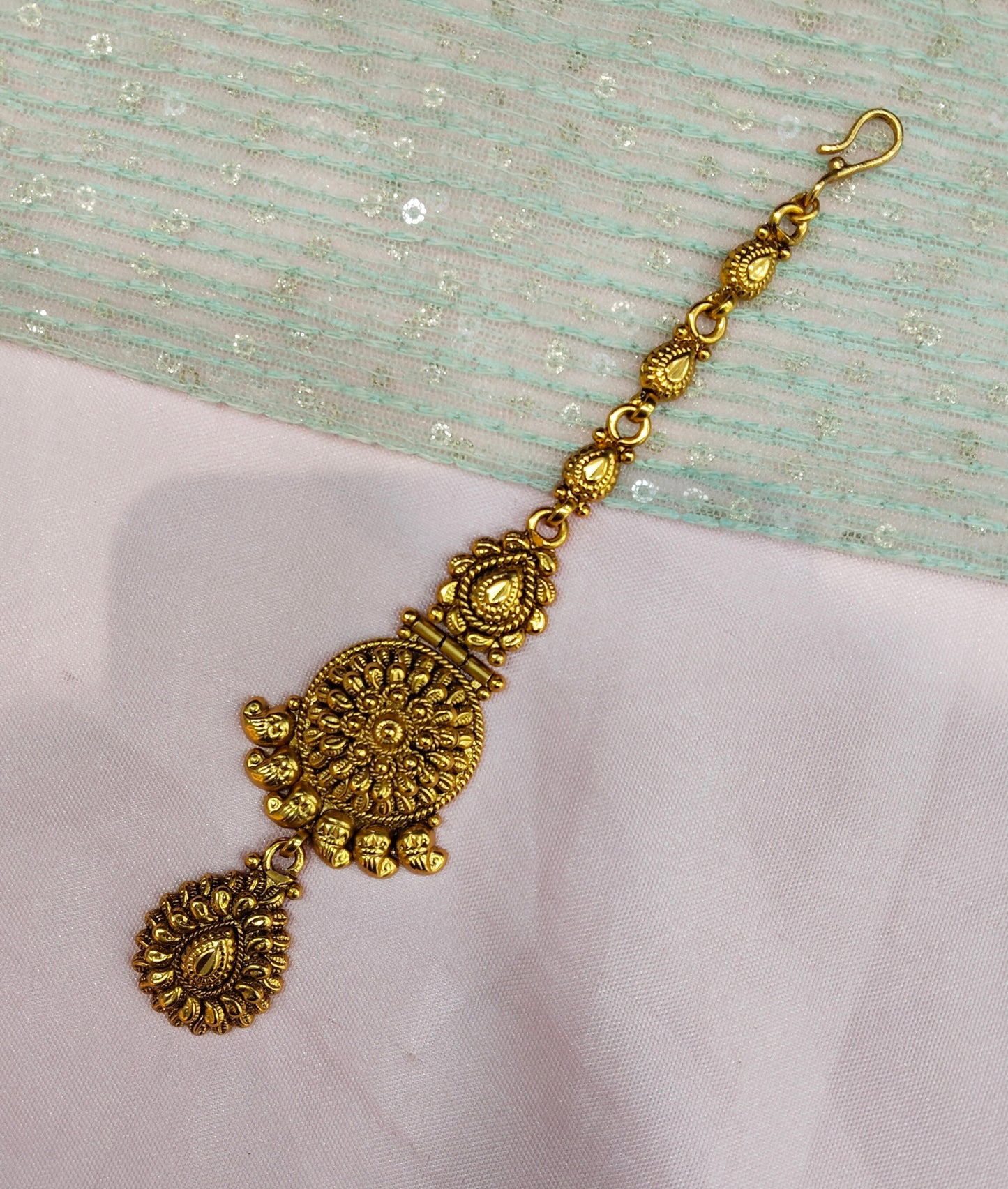 Gold polki Tikka Jewellery  Headpiece Gurpiar Set