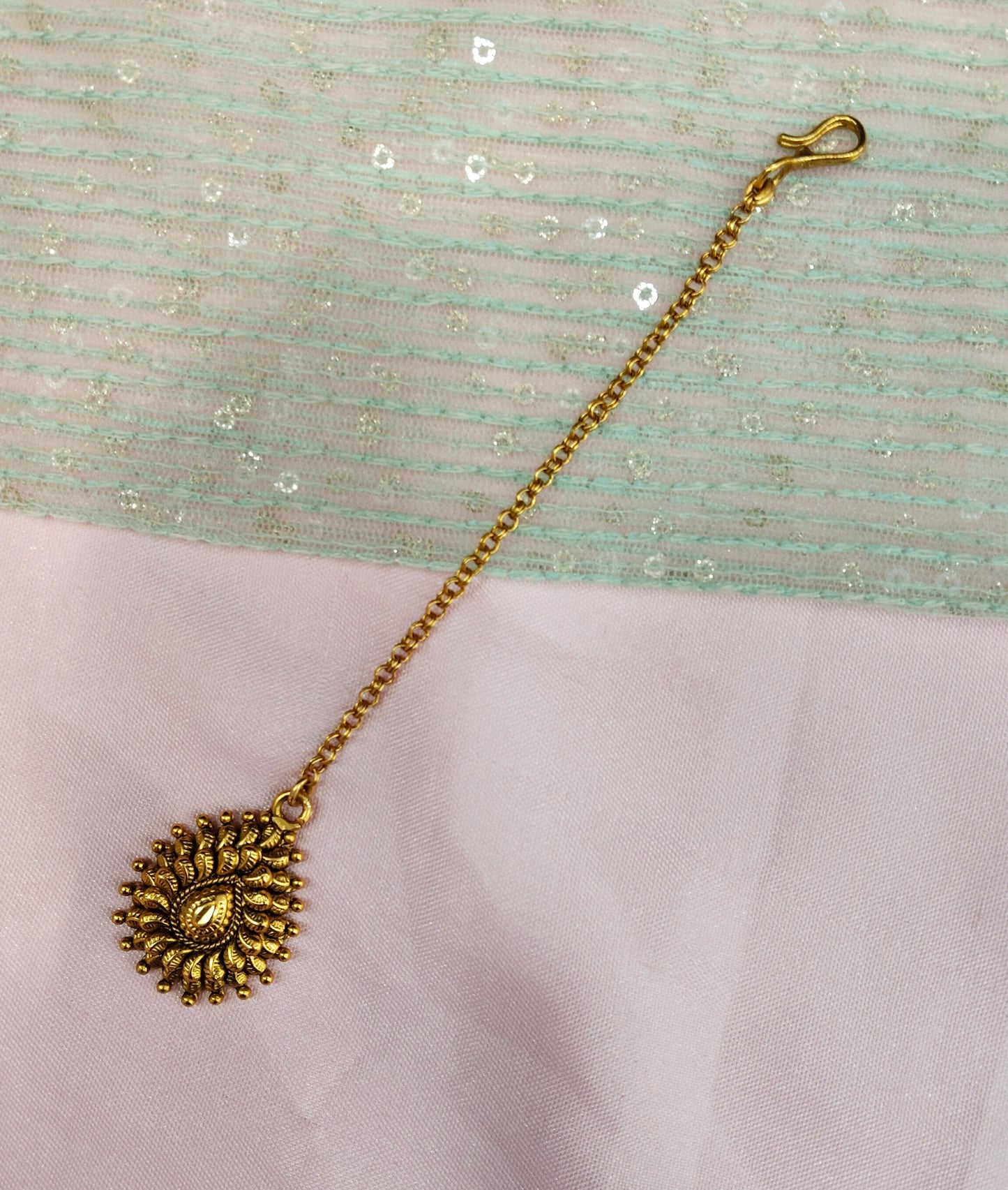 Gold polki Tikka Jewellery  Headpiece Gurpiar Set