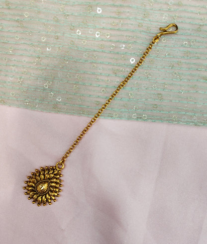 Gold polki Tikka Jewellery  Headpiece Gurpiar Set