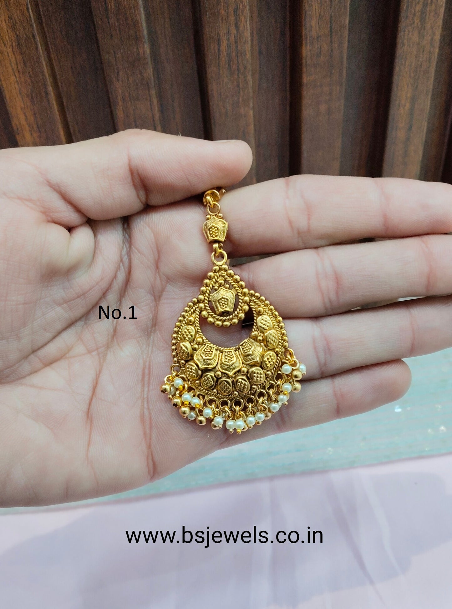 Gold polki Tikka Jewellery  Headpiece Gurpiar Set