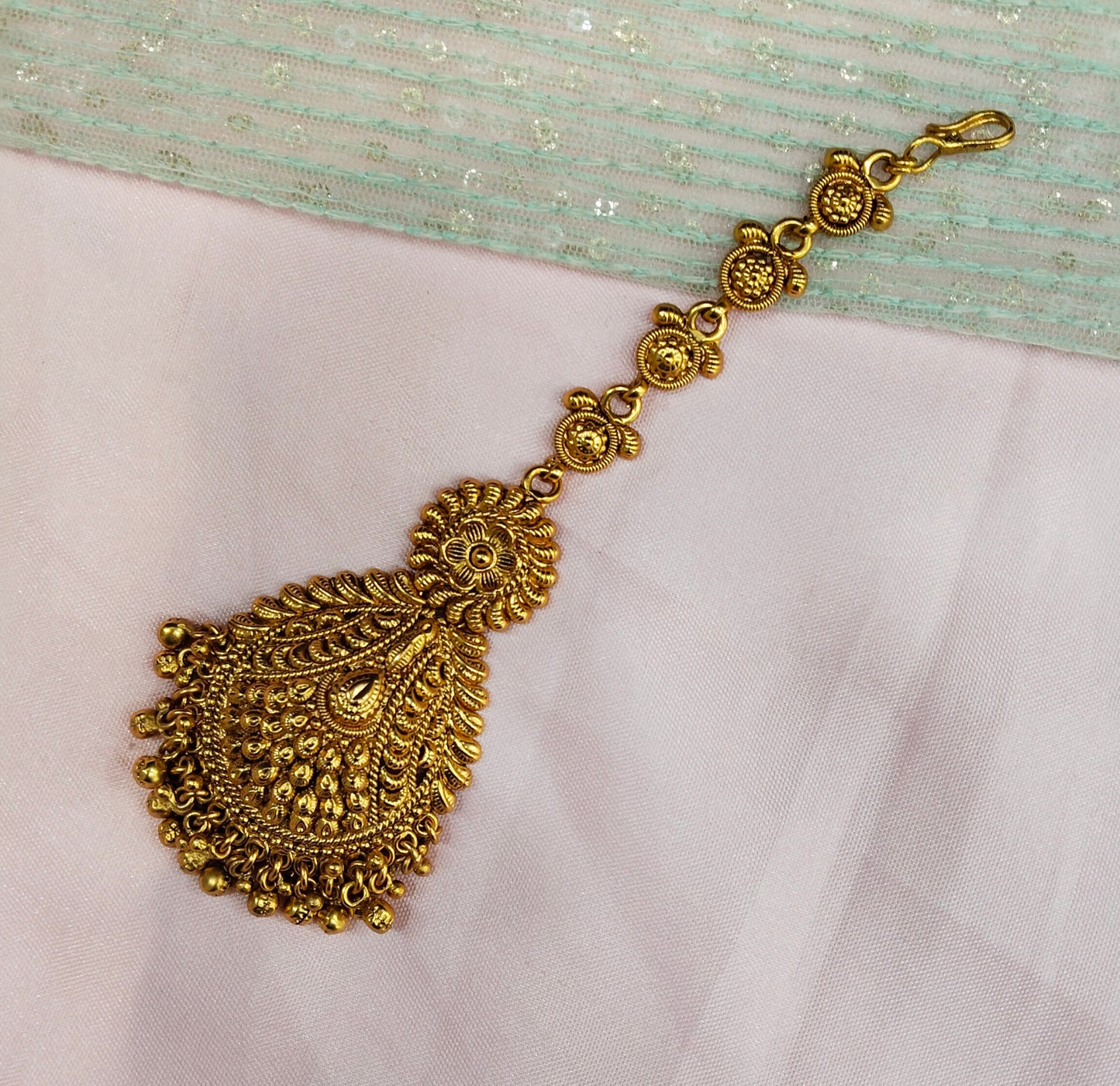 Gold polki Tikka Jewellery  Headpiece Gurpiar Set