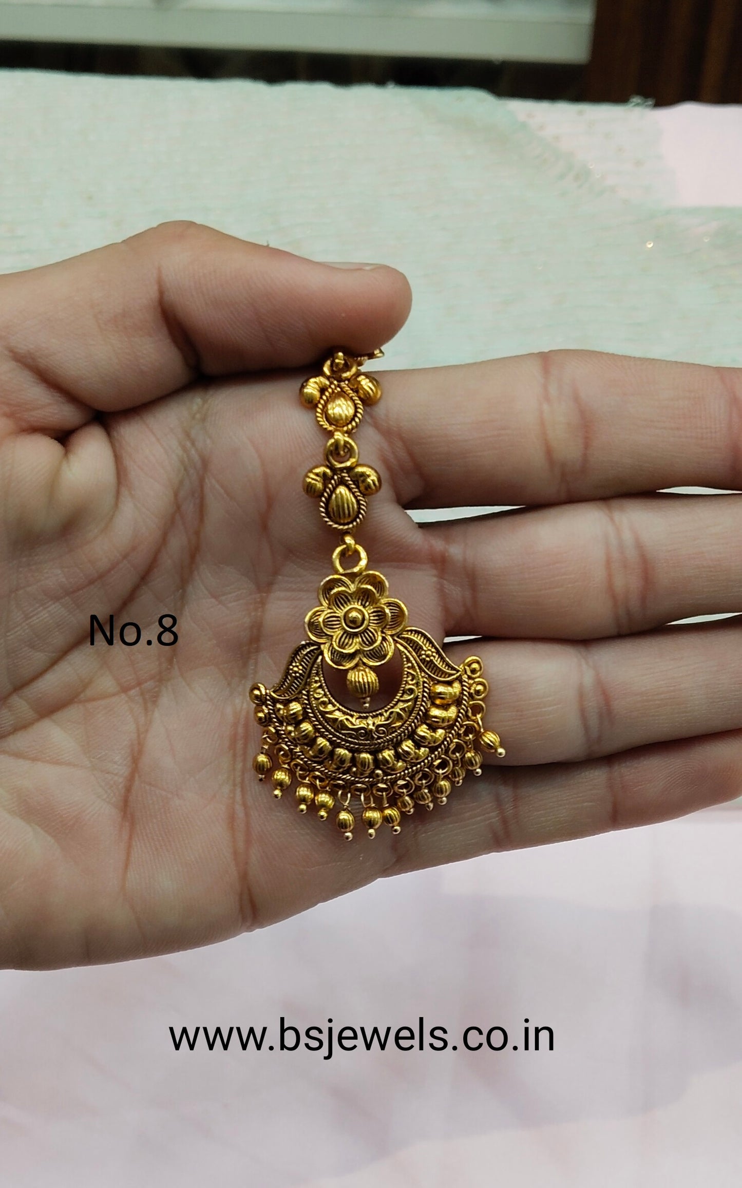 Gold polki Tikka Jewellery  Headpiece Gurpiar Set