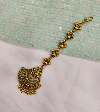 Gold polki Tikka Jewellery  Headpiece Gurpiar Set