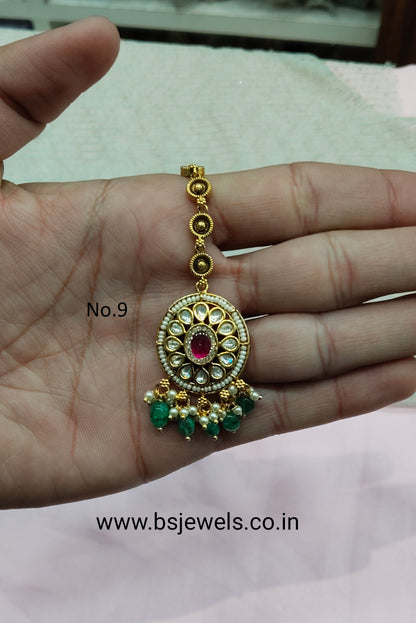 Gold polki Tikka Jewellery  Headpiece Gurpiar Set