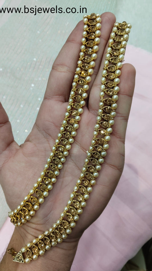 Antique Gold Anklets Jhanjar Payal Jewellery Prince Set