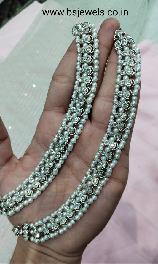 Silver White Anklets Jhanjar Payal Jewellery Prince Set