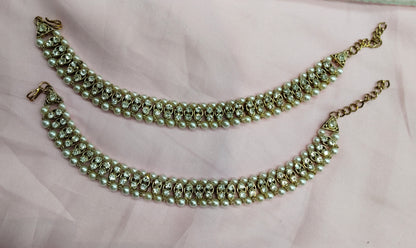 Antique White Anklets Jhanjar Payal Jewellery Prince Set