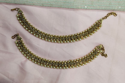 Antique Gold Anklets Jhanjar Payal Jewellery Prince Set
